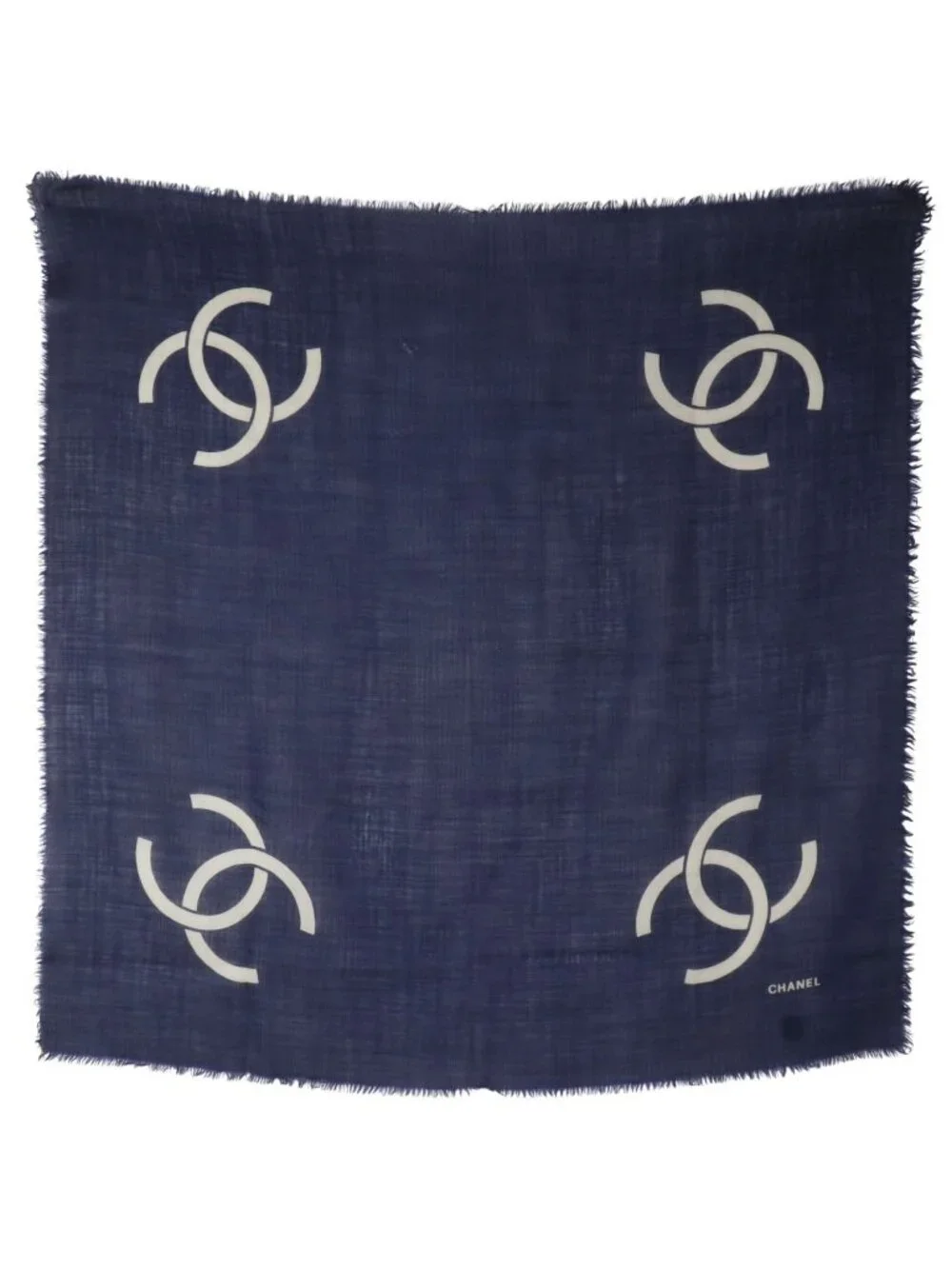 Chanel CC Logo Silk Navy Scarf